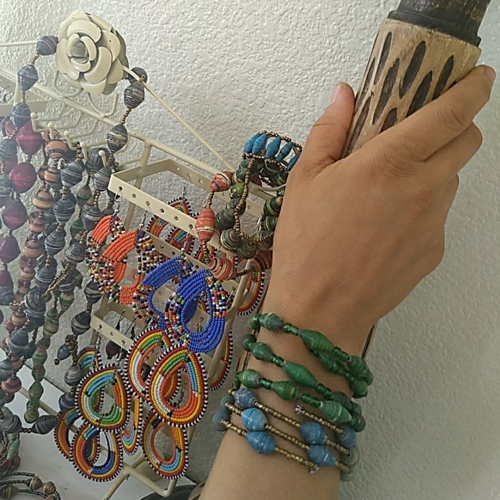 Bracelet: Coiled Recycled Newspaper